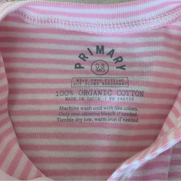 Baby organic zip footie in mini stripe- Blossom/ivory mini stripe, 0-3 months - Picture 3 of 8